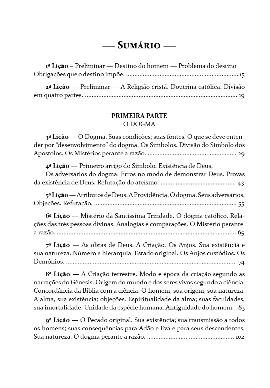 SUMÁRIO - DOUTRINA CATÓLICA-01